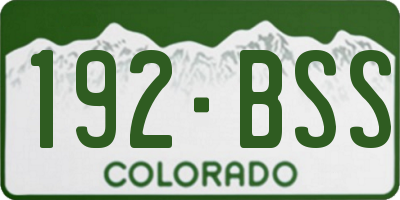 CO license plate 192BSS