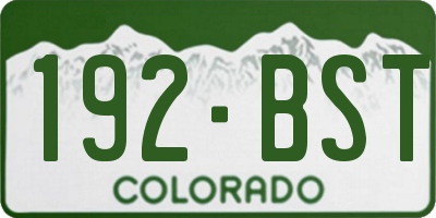 CO license plate 192BST