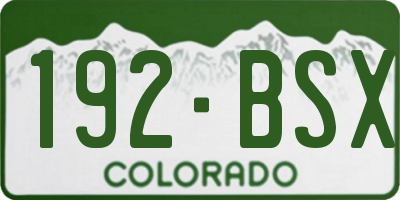 CO license plate 192BSX