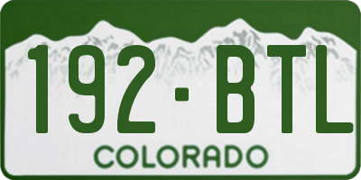 CO license plate 192BTL