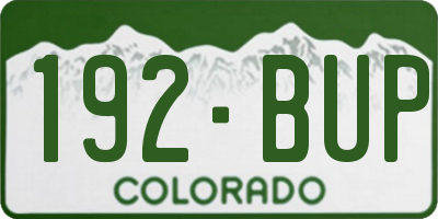 CO license plate 192BUP