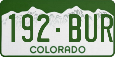 CO license plate 192BUR