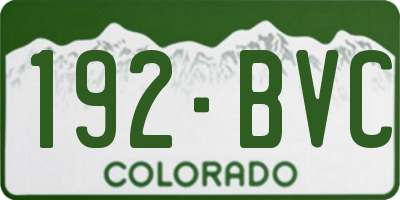 CO license plate 192BVC