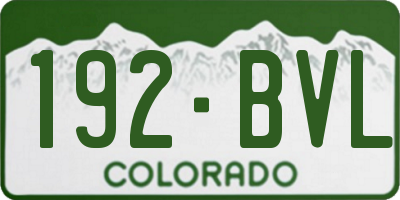 CO license plate 192BVL
