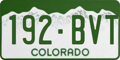 CO license plate 192BVT