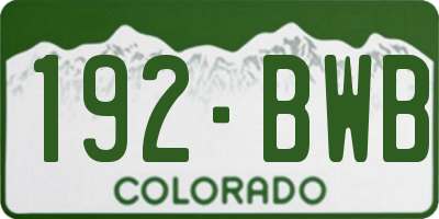 CO license plate 192BWB