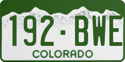 CO license plate 192BWE