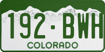 CO license plate 192BWH