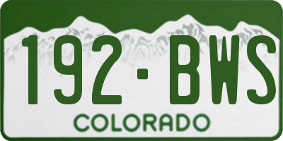 CO license plate 192BWS