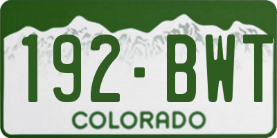 CO license plate 192BWT