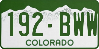 CO license plate 192BWW