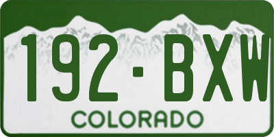 CO license plate 192BXW