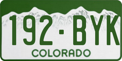 CO license plate 192BYK