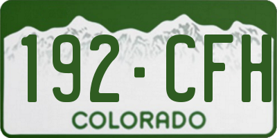 CO license plate 192CFH