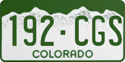 CO license plate 192CGS