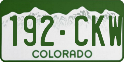 CO license plate 192CKW