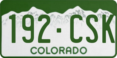 CO license plate 192CSK