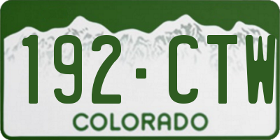 CO license plate 192CTW