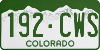 CO license plate 192CWS