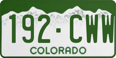 CO license plate 192CWW