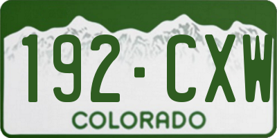 CO license plate 192CXW