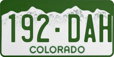 CO license plate 192DAH