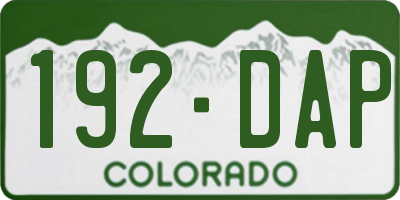 CO license plate 192DAP