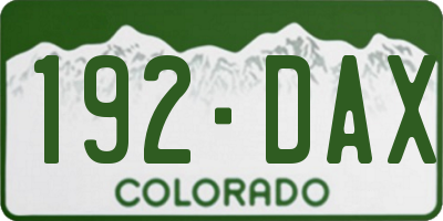 CO license plate 192DAX