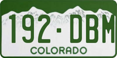 CO license plate 192DBM