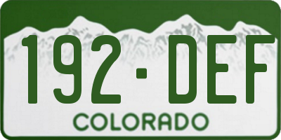 CO license plate 192DEF