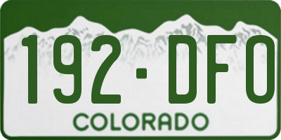 CO license plate 192DFO