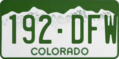 CO license plate 192DFW