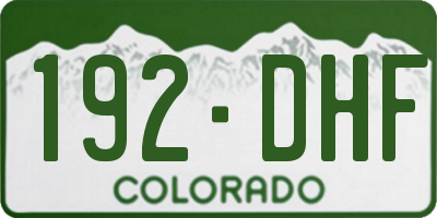 CO license plate 192DHF
