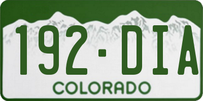 CO license plate 192DIA