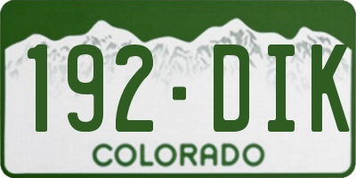 CO license plate 192DIK