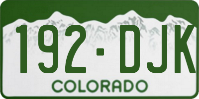 CO license plate 192DJK