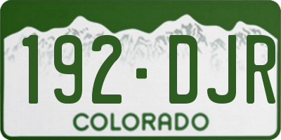 CO license plate 192DJR