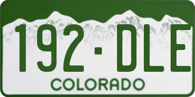 CO license plate 192DLE