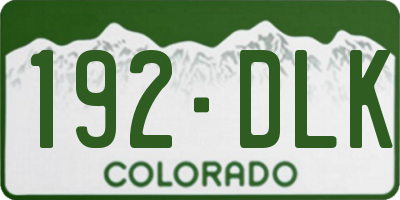 CO license plate 192DLK