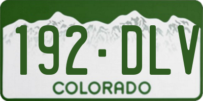 CO license plate 192DLV