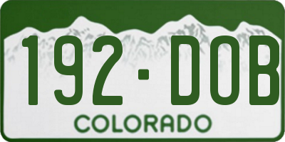CO license plate 192DOB