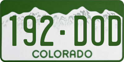 CO license plate 192DOD