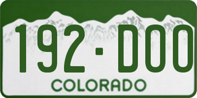 CO license plate 192DOO