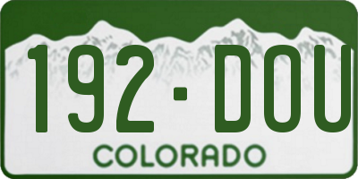 CO license plate 192DOU