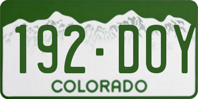 CO license plate 192DOY