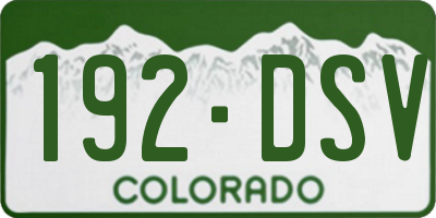 CO license plate 192DSV