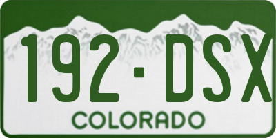 CO license plate 192DSX