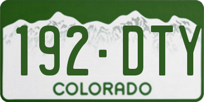CO license plate 192DTY