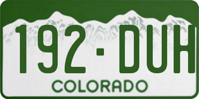 CO license plate 192DUH