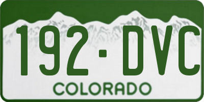 CO license plate 192DVC